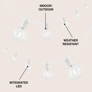 Indoor/Outdoor 25 ft. Contemporary Rustic Incandescent G40 Bistro Globe Bulb String Lights